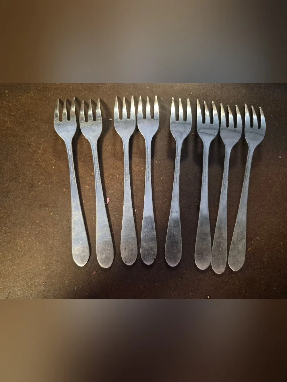 8 Vtg Rogers FLORAL MIST Cocktail Forks 5-3/4